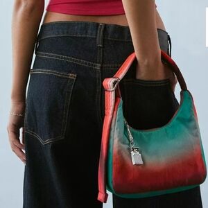 BAGGUx Julia Heuer Red Teal Nylon Shoulder Bag Y2K Chic Edgy Feminine Retro